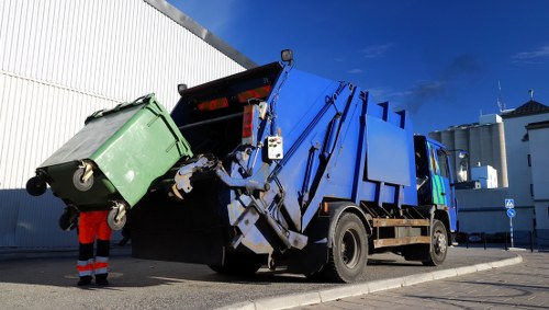 Ilford street with a designated skip area
