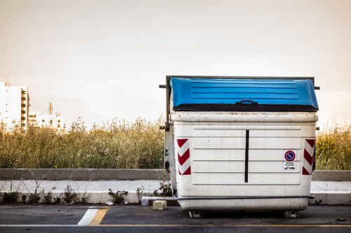 Construction site with waste management measures in Ilford
