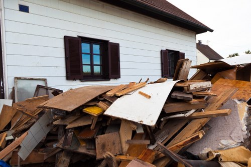 Professional team managing construction waste